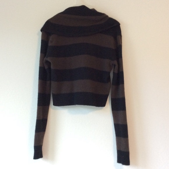 BCBGMAXAZARIA Samira Java & Black Striped Cowl Neck Sweater Crop Top Size: XXS - Picture 3 of 8